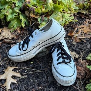 Converse Chuck Taylor Platform White Canvas Platform Sneakers with Black Laces 8
